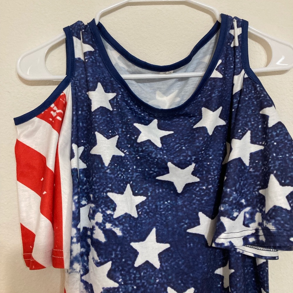 Star spangled off the shoulder shirt
